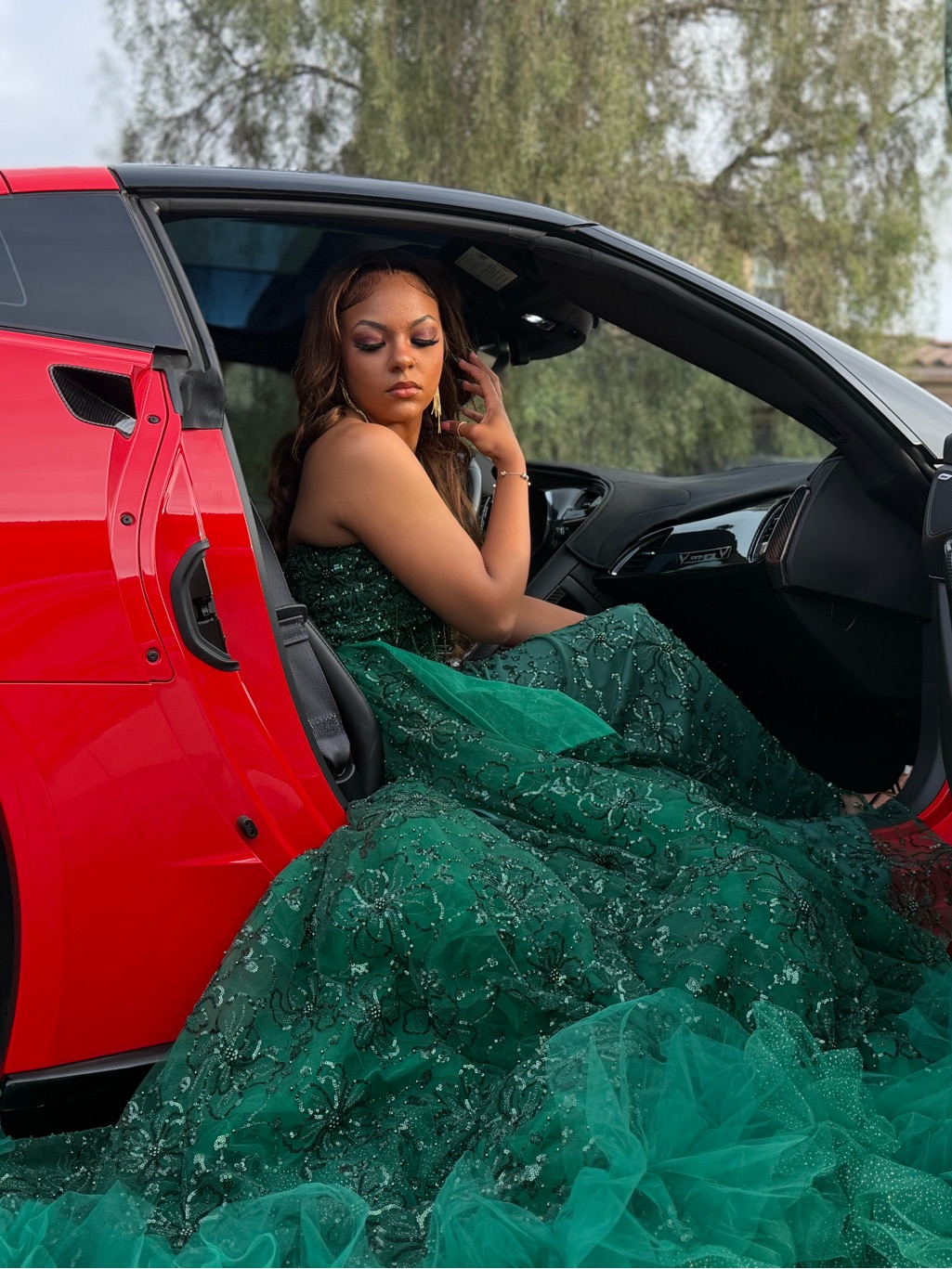 Emerald Green Custom-Made Ballbella Sequin Gown — image 2 of 8